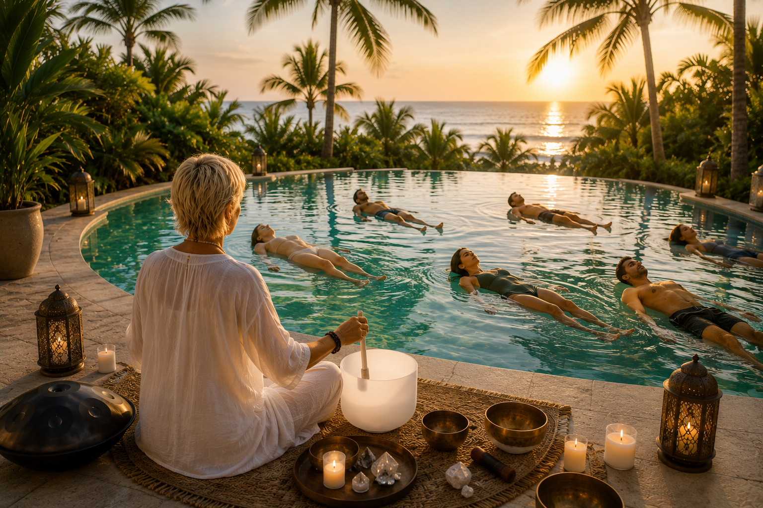 Floating Sound Bath — immersive sound experience in a swimming pool